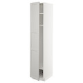 METOD High cabinet w shelves/wire basket, white/Lerhyttan light grey, 40x60x200 cm