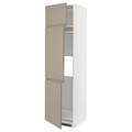 METOD High cab f fridge/freezer w 3 doors, white/Upplöv matt dark beige, 60x60x220 cm