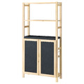 IVAR Shelving unit, with 2 doors pine/felt, 89x30x179 cm