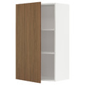 METOD Wall cabinet with shelves, white/Tistorp brown walnut effect, 60x100 cm