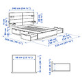 NORDLI Bed frame w storage and headboard, white, 140x200 cm