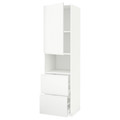 METOD / MAXIMERA Hi cab f micro w door/2 drawers, white/Voxtorp matt white, 60x60x220 cm