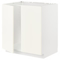 METOD Base cabinet for sink + 2 doors, white/Vallstena white, 80x60 cm
