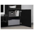 BESTÅ TV storage combination/glass doors, black-brown/Selsviken high-gloss/black clear glass, 240x42x129 cm