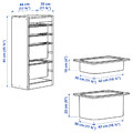 TROFAST Storage combination with boxes, light white stained pine light orange/grey, 44x30x91 cm