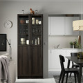 OXBERG Panel/glass door, dark brown oak effect, 40x192 cm