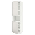 METOD High cab f micro w 2 doors/shelves, white/Ringhult light grey, 60x60x220 cm