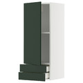 METOD / MAXIMERA Wall cabinet with door/2 drawersy, white/Havstorp deep green, 40x100 cm