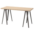 LAGKAPTEN / NÄRSPEL Desk, white stained oak effect/dark grey, 140x60 cm