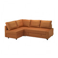 FRIHETEN Corner sofa-bed with storage, with extra back cushions/Faringe brown-orange