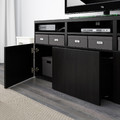 BESTÅ TV storage combination/glass doors, black-brown/Lappviken black-brown clear glass, 180x42x192 cm