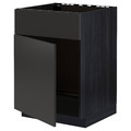 METOD Base cabinet f sink w door/front, black/Nickebo matt anthracite, 60x60 cm