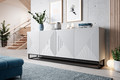 Four-Door Cabinet 200 cm Asha, metal legs, matt white