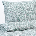 TRÄDKRASSULA Quilt cover and pillowcase, white/blue, 150x200/50x60 cm