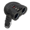 Qoltec Car Charger 12-24V | 52W | 2.4A | 2xUSB | USB QC 3.0 | USB C PD | 2x Cigarette Lighter Splitter