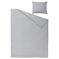 NATTSVÄRMARE Duvet cover and pillowcase, light grey, 150x200/50x60 cm