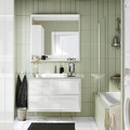 ÄNGSJÖN / BACKSJÖN Wash-stnd w drawers/wash-basin/tap, high-gloss white/grey stone effect, 102x49x71 cm