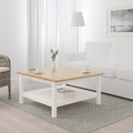 HEMNES Coffee table, white stain, medium brown, 90x90 cm