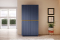 Wardrobe Nicole 100 cm, dark blue, gold handles