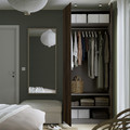 PAX / STORKLINTA Wardrobe combination, dark grey/dark brown stained oak effect, 100x60x236 cm