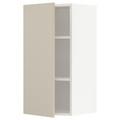 METOD Wall cabinet with shelves, white/Havstorp beige, 40x80 cm