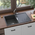 Sink with drainer, 1-bowl, metallic black