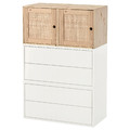 EKET / VÄLJARE Wall-mounted cabinet combination, white/pine, 70x35x105 cm