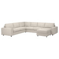 VIMLE Cover for corner sofa, 5-seat, with chaise longue with wide armrests/Gunnared beige