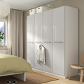 PAX / FARDAL Wardrobe, white/high-gloss light grey, 200x60x201 cm