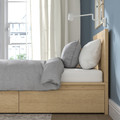 MALM Bed frame, high, w 2 storage boxes, white stained oak veneer/Lönset, 120x200 cm