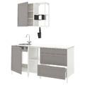 ENHET Kitchen, white, grey frame, 183x63.5x222 cm