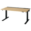 MITTZON Desk sit/stand, electric oak veneer/black, 140x80 cm