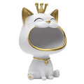 Decorative Figure with Storage Cat, white/gold