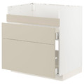 METOD / MAXIMERA Base cb f HAVSEN snk/3 frnts/2 drws, white/Havstorp beige, 80x60 cm