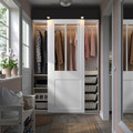 PAX / GRIMO Wardrobe with sliding doors, white/clear glass white, 150x66x201 cm