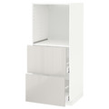 METOD / MAXIMERA High cabinet w 2 drawers for oven, white/Ringhult light grey, 60x60x140 cm