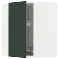 METOD Corner wall cabinet with carousel, white/Havstorp deep green, 68x80 cm