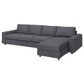 VIMLE 4-seat sofa with chaise longue, with wide armrests/Gunnared medium grey