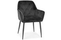 Glamour Chair with Armrests EMMA, velvet, black