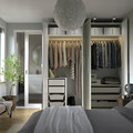 PAX / LINNABERG/ÅHEIM Wardrobe combination, white patterned/mirror glass, 200x66x236 cm