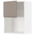 METOD Wall cabinet for microwave oven, white/Upplöv matt dark beige, 60x80 cm