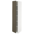 METOD High cabinet with shelves, white/Havstorp brown-beige, 40x60x200 cm