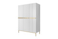 Wardrobe Nicole 150 cm, matt white, gold handles and legs