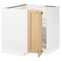 METOD Corner base cabinet with carousel, white/Forsbacka oak, 88x88 cm