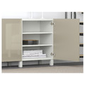 BESTÅ Storage combination with doors, white, Selsviken high-gloss/beige, 180x40x74 cm