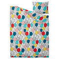 BUSENKEL Duvet cover and pillowcase, balloon pattern/multicolour, 150x200/50x60 cm