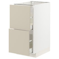 METOD / MAXIMERA Base cab with 2 fronts/2 drawers, white/Havstorp beige, 40x60 cm