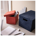 GJÄTTA Storage box with lid, velvet dark blue, 25x35x20 cm