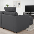 VIMLE 3-seat sofa with chaise longue, with headrest, Hallarp grey