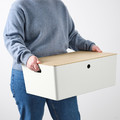 KUGGIS Box with lid, white/bamboo, 37x54x21 cm